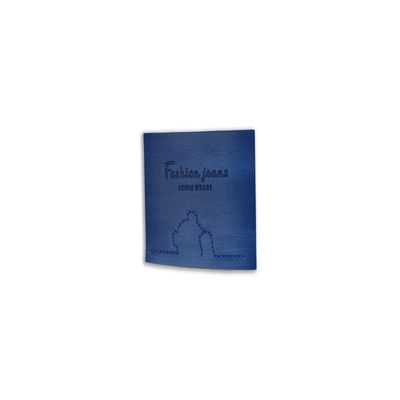 Étiquette de marque en cuir de jean bleu en relief pour sacs à manches à crochet