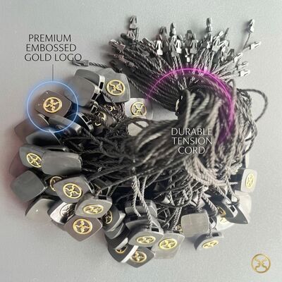 Cordon noir pour étiquette volante haute durabilité, épaisseur 0,2 mm, largeur 0,2 pouce, conçu pour la fixation sécurisée des étiquettes de vêtements